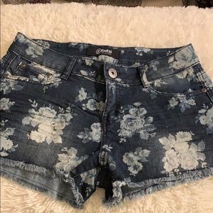 Floral jean shorts